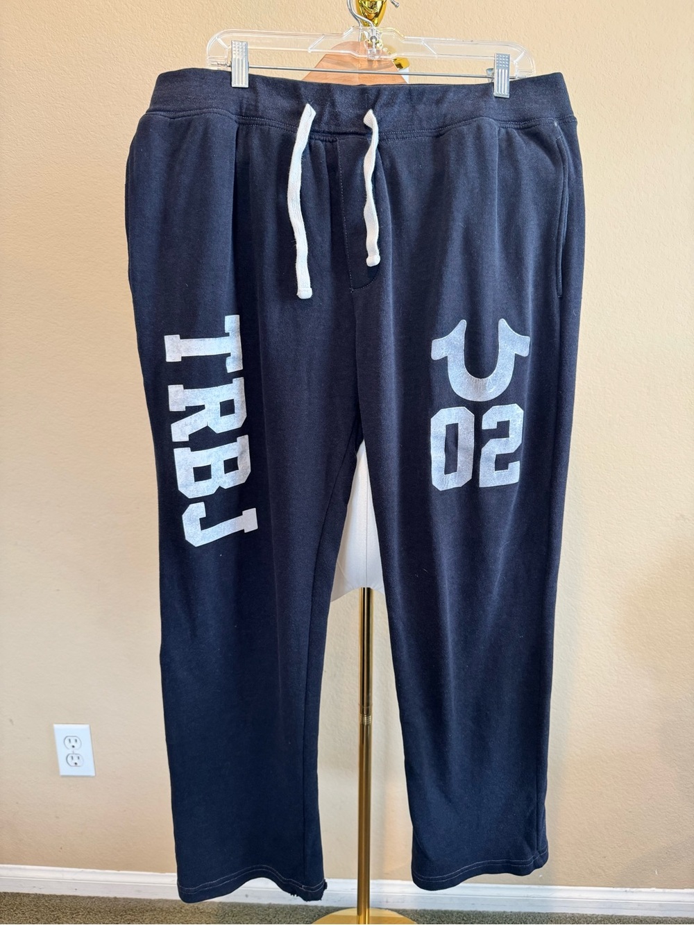 True Religion Varsity Buddha Pant Sweatpants Men XL Straight Leg Block Lettering